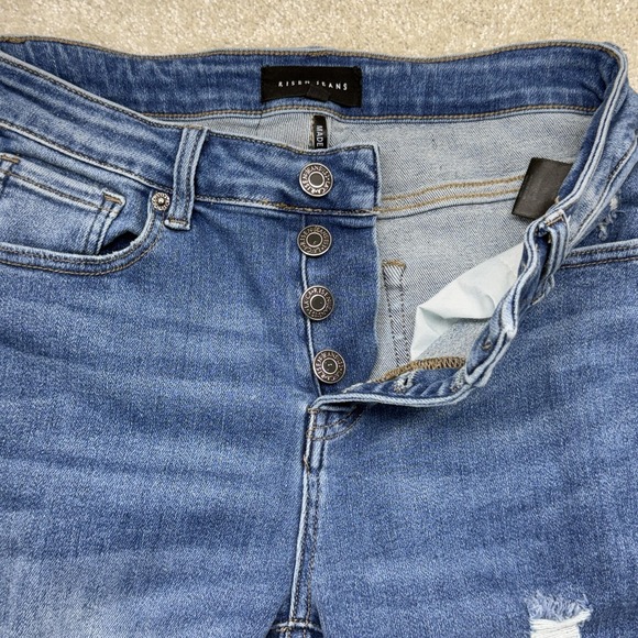 Risen Jeans Jeans Womens 5/27 Blue High Rise Distressed Button Fly Skinny Denim - Picture 5 of 14